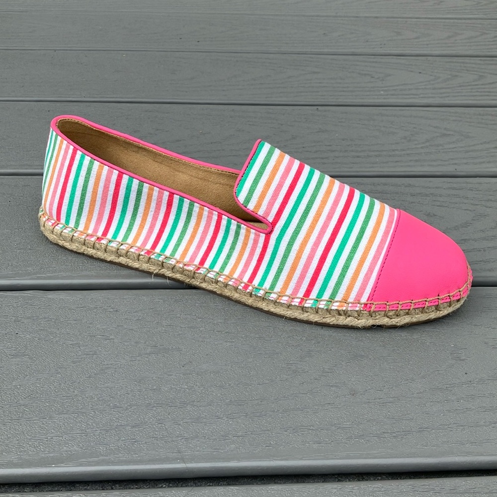 Talbot Closed Toe Espadrilles Flats Loafer Shoe Striped Multicolor Size 10 NWOT